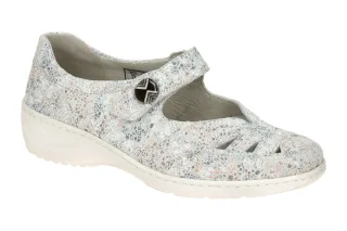 Waldl?ufer 607309 KYA Damen Ballerina Mary Jane Grau - Stein Echtleder Keilab...