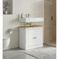OTTO home Waschbeckenunterschrank Indra, Badschrank, Badmöbel, Badezimmerschrank (B/T/H: 64/32/66 cm) aus massiver Kiefer, 2 Türen, FSC®-zertifiziert