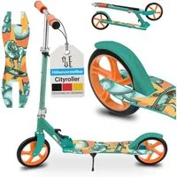 ArtSport Cityroller Dino-Mint, mit XXL Rädern, Fußständer, Hinterradreibungsbremse