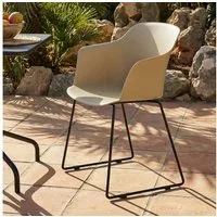 IDIMEX Gartenstuhl FORO (4 St), Outdoor Schalenstühle 4er Set UV-beständig mit Metallbeinen Beige