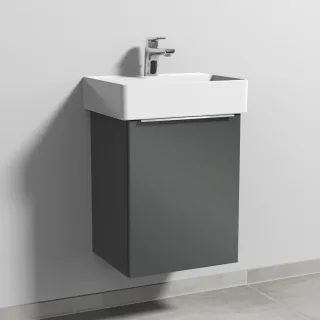 Sanipa 3way Waschtischunterbau zu Duravit Dura Square Waschtisch mit 1 Tür, Anthrazit-Glanz UF42579