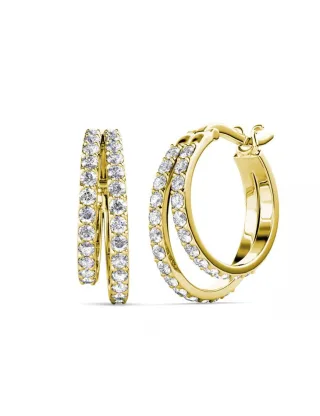 Duo-Ring-Ohrringe - Gold und Kristall