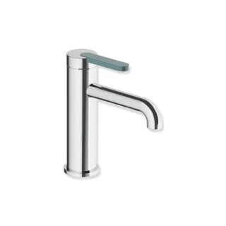 Hewi AQ477 Waschtischarmatur AQ1.12M1134055 ohne Ablaufgarnitur, chrom, Griff aquablau