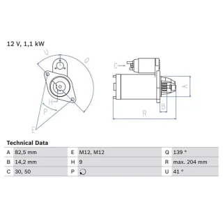 Bosch Anlasser 1,1 kW 0986021210 Audi A4 Seat Exeo Skoda Superb VW Passat