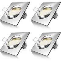 Brandson LED Einbaustrahler schwenkbarer Deckenspot, Edelstahl Optik, 320 Lumen, Warmweiß, 4er Set, Ultra Flache Einbauleuchte, Slim Einbauspot, Deckenstrahler eckig