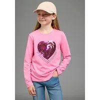 Scout Langarmshirt Süßes Shirt mit großer Herz-Pailletten Applikation - NEU von SCOUT Pailletten besetztes Shirt, hüftlange Basic-Passform, Langarm