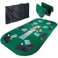Goods+Gadgets Spiel Faltbare Poker Tischauflage 160x80 cm mit Chiptray & Getränkehalter, Poker-Tisch-Auflage, Casinotisch