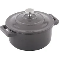CS Koch-Systeme Kochtopf XANTEN Mini, Durchmesser: 13 x 10 cm, Gusseisen, hellgrau, Gusseisen (2-tlg), Gusseisen aus DISA-Verfahren mit PronamelPlus Emaille