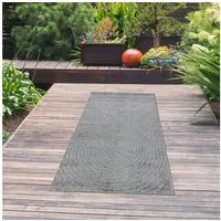TeppichHome24 Outdoorteppich Outdoor Teppich wetterfest Balkon Boho-Style hochwertig Anthrazit, Rechteckig