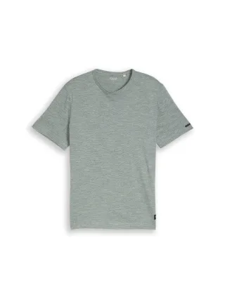 Tom Tailor - T-Shirt in Melange-Optik green navy injected - Gr. - M