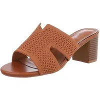 Ital-Design Elegante schwarze Plateau-Sandalen für Damen mit Blockabsatz Pantolette (89372344) Blockabsatz Sandalen & Sandaletten in Camel