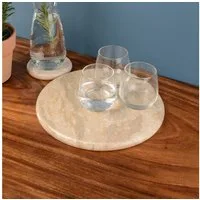 wohnfreuden Dekoschüssel Marmor Naturstein Platte 30 cm creme rund, 32987
