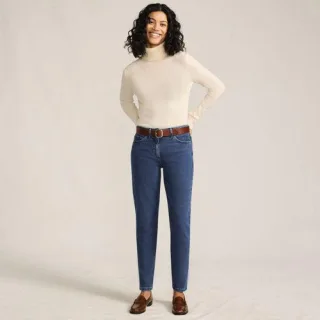 Slim Fit Jeans High Waist in Petite-Größe, Damen, size: petite, Blau, Baumwolle/Baumwoll-Mischung, by Lands' End