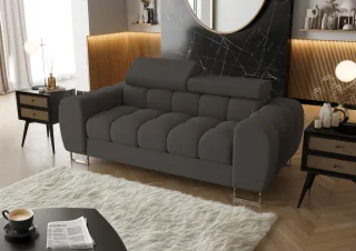 Sofa Designersofa BASTIEN 2-Sitzer in Stoff Gemma Dunkelgrau