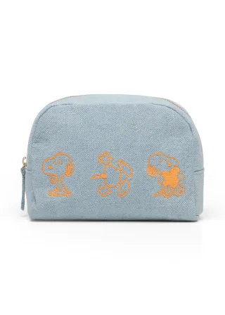 Peanuts Kosmetiktasche aus Denim mit SNOOPY-Stickerei blau - Gr. - one size