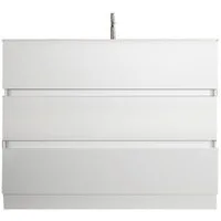 welltime Waschtisch Start, Breite 80 cm, 2 bzw. 3 Schubkästen, Badmöbel, Soft-Close, Keramik-Einsatzbecken, Weiß Hochglanz Lack