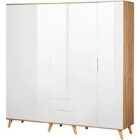 OTTO home Kleiderschrank Lund Schlafzimmerschrankim skandinavischem Design Garderobenschrank mit Premium Innenausstattung, Breite 200cm hochglanz