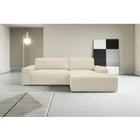 WERK2 Ecksofa Rotterdam-L 267 x 165 cm modern und bequem, Cord, L-Form, Schlaffunktion, Bettkasten