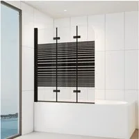 IMPTS Badewannenaufsatz Duschwand für Badewanne Duschabtrennung 2 TLG 3TLG Chrome Schwarz, Nano Sicherherisglas, (Set, 3 tlg), Duschtrennwand Badewanne Schwarz 3 teilig Milchglas