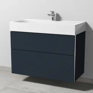 Sanipa 3way Waschtischunterbau zu Kaldewei Silenio Waschtisch mit 2 Auszügen, Marine-Matt BP4561R