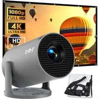 XGODY Gimbal 3 Mini Tragbarer Projektor 4K Android 11 Wifi6 BT 5.4 LCD-Beamer (8000:1, 1920x1080 px, 4K-Unterstützung Heimfilmprojektor 180° drehbar)