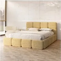 FDM Polsterbett CLOUDY Bettgestell Bett 140x200, 160x200, 180x200 cm Bestseller (verfügbar 140x200 160x200 180x200cm, Bettrahmen, Bett, mit großen gepolsterten Kopfteil, mit Bettkasten zum aufklappen), Hebbarer Metallrahmen, Bettkasten, ohne Matratze