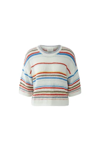 Oui - Pullover white red - Gr. - 44