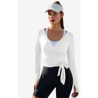 Imily Bela T-Shirt Damen Wickeloberteile Langärmlige Sportshirts (Packung, 1-tlg., 1per-Pack) einfarbig