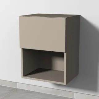Sanipa 4balance Anbauschrank mit 1 Auszug und 1 offenem Fach, Sandgrau-Matt, DL11067 DL11067