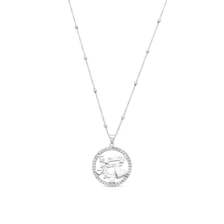 Luxenter 925 Sterlingsilber und Brilliant Zirconia Halskette mit Rhodium-Finish – Mama
