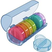 Wellgro Pillendose runde Tablettenbox für 7 Tage mit Druckverschluss