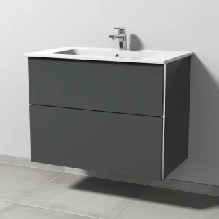 Sanipa 3way Waschtischunterbau zu Duravit ME by Starck Waschtisch mit 2 Auszügen, Anthrazit-Matt BR72522
