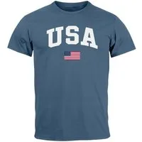 Neverless Print-Shirt Herren T-Shirt USA Schriftzug College Retro US Flagge Amerika Fashion mit Print