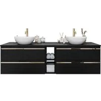 Lookway Badmöbel-Set ARTEMIS III 140 cm Bad-Set mit Unterschrank und Spiegel, (Badezimmerschrank mit wählbarem Spiegel, Becken und Armatur), mit Soft-Close-System