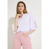 MORE&MORE Klassische Bluse leichte, 3/4 Arm Schlupfbluse, bestickt