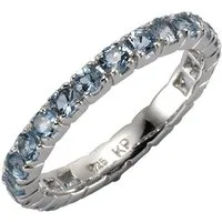 Zeeme Fingerring Silber 925 rhodiniert mit 24x Blautopas (beh)