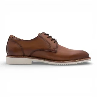 Tamaris Herren-Derbyschuhe aus cognacbraunem Leder mit schlichter Zehenpartie