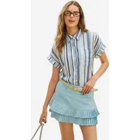 Imily Bela Hemdbluse Damen gestreifte Bluse mit Knopfleiste (Packung, 1-tlg., 1per-Pack) Brusttasche