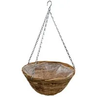 Spetebo Blumentopf Pflanzkorb zum hängen im aus Weide - Ø 35 cm (Stück, 1 St., Hängekorb zum Bepflanzen), Blumentopf Hängeampel mit Kette