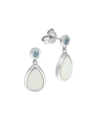 Zeeme Gemstones Ohrhänger 925/- Sterling Silber Blautopas Perlmutt
