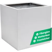 VIVANNO Pflanzkübel Fiberglas BLOCK Würfel - Weiß Matt (1 St), 30x30x30 cm