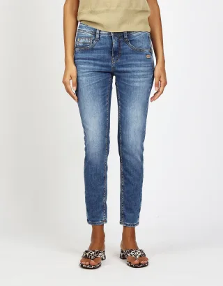 GANG Damen Jeans 94AMELIE CROPPED - relaxed fit Jeans solid midblue