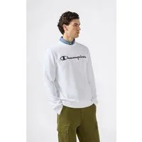 Champion Kapuzensweatshirt BASICS Fleece Crewneck Sweatshirt Large Logo mit Baumwolle und Polyester, Langarm-Ausführung, gerader Abschluss