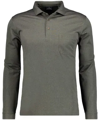 RAGMAN - Softknit-Poloshirt uni, Langarm Grau-Melange - Gr. - 3XL