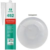 Ramsauer Dichtstoff Ramsauer 452 Sanitär Elast Silikon Dichtstoff 310ml Transparent, gebrauchsfertig, Gute Haftung auf glatten Oberflächen, Innen und Aussen
