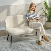 HOMCOM 2-Sitzer Sofa mit Metall- und Holzrahmen, Couch 1 Teile, samtartiger Stoffbezug, Beige