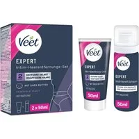Veet Enthaarungscreme EXPERT Intim-Haarentfernungs-Set Creme + Multi-Benefit Schaum, Doppelpack - 2 x 50ml, 2 St.