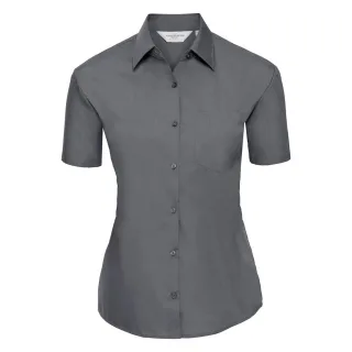 Russell Collection - "Classic" Hemd Pflegeleicht für Damen kurzärmlig (Grau)