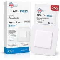 Health Press Wundpflaster steril - große Pflaster zur Wundversorgung (25 St., 50 Stück 6x7cm, 25 Stück 9x10cm, 25 Stück 9x15cm), Derma-Test: SEHR GUT