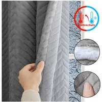 Rosnek Verdunkelungsvorhang Thermovorhang Verdunklung Flanell Kälteschutz Blickdicht 350g/m² (1 St), Kräuselband Stangendurchzug Wohnzimmer Schlafzimmer 140x213cm Grau